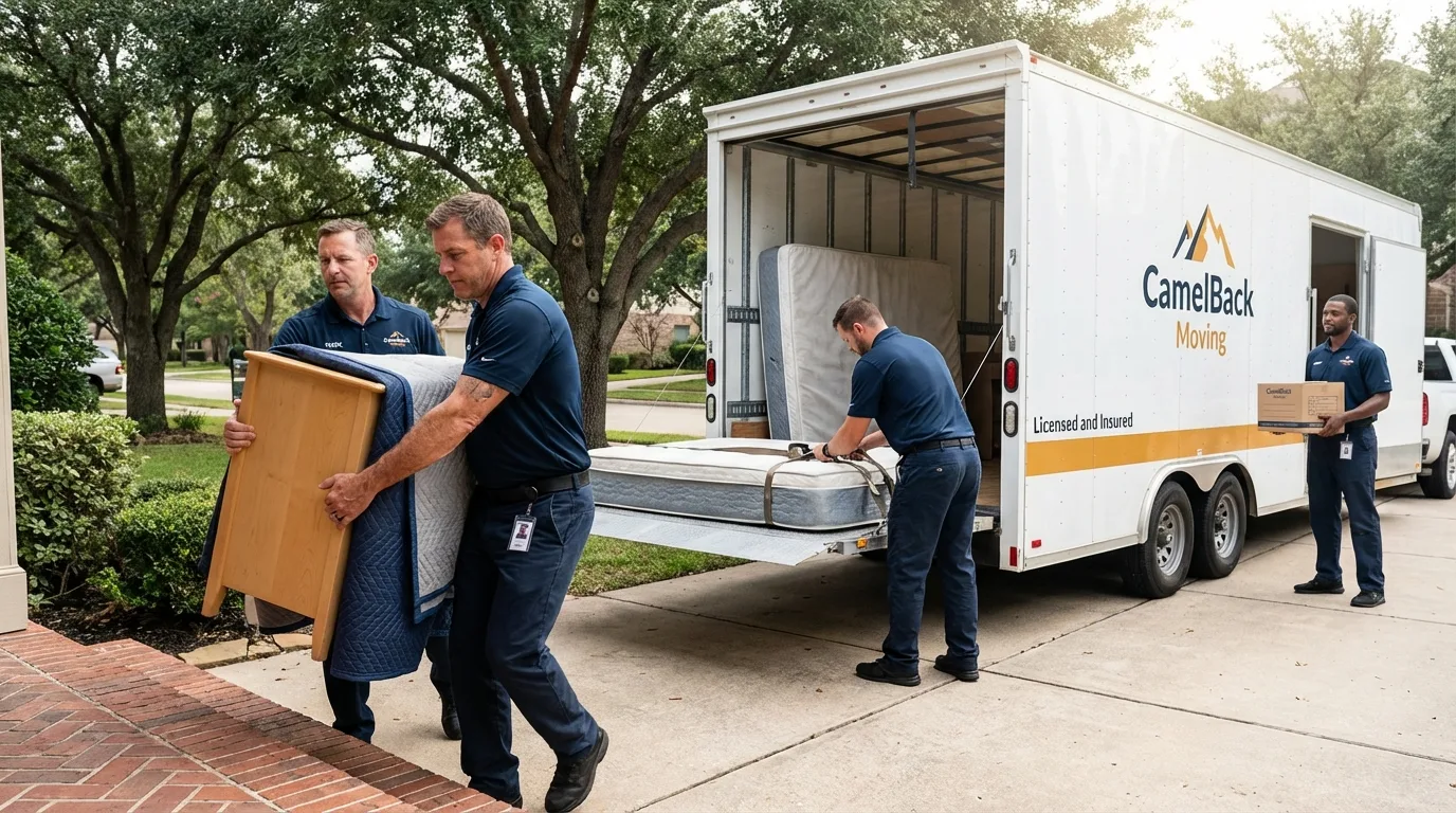 Crew loading residential truck for cross-state move from Laurel, MT