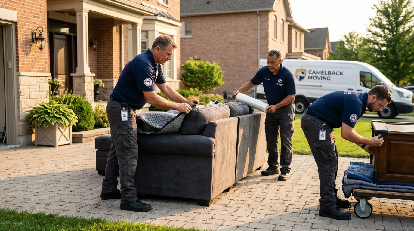 Large estate moving crew wrapping furniture in Laurel, MT